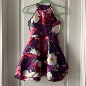Purple floral girls formal dress